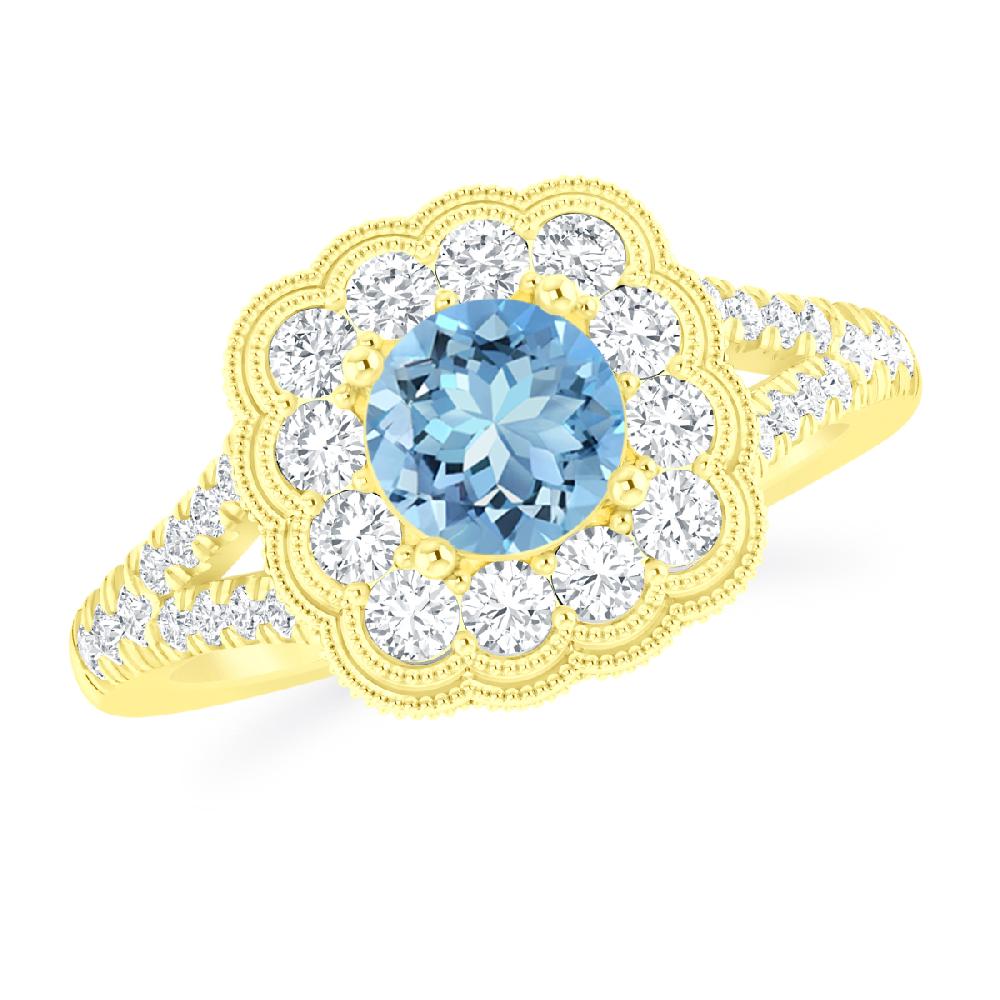 Yellow Gold - Aquamarine