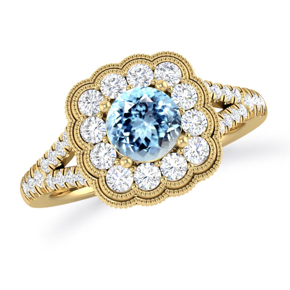 Yellow Gold - Aquamarine