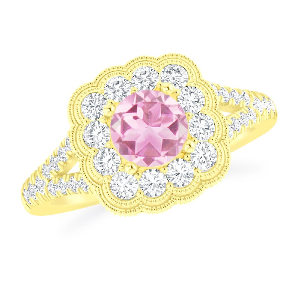 Yellow Gold - Pink Tourmaline