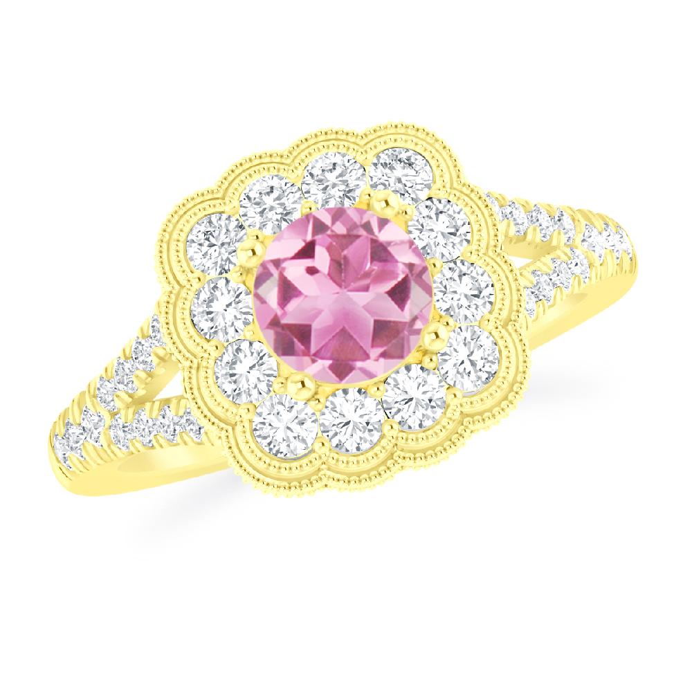 Yellow Gold - Pink Tourmaline