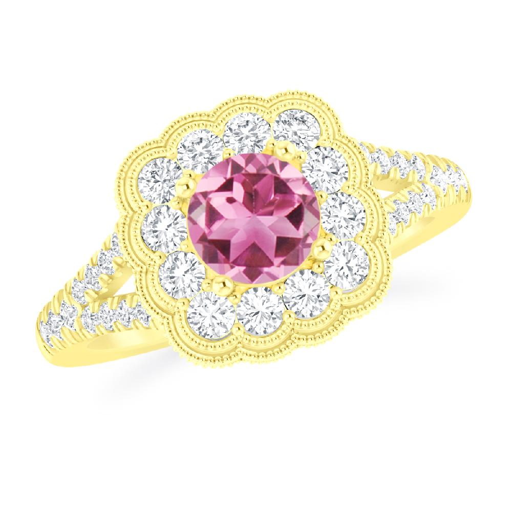 Yellow Gold - Pink Tourmaline