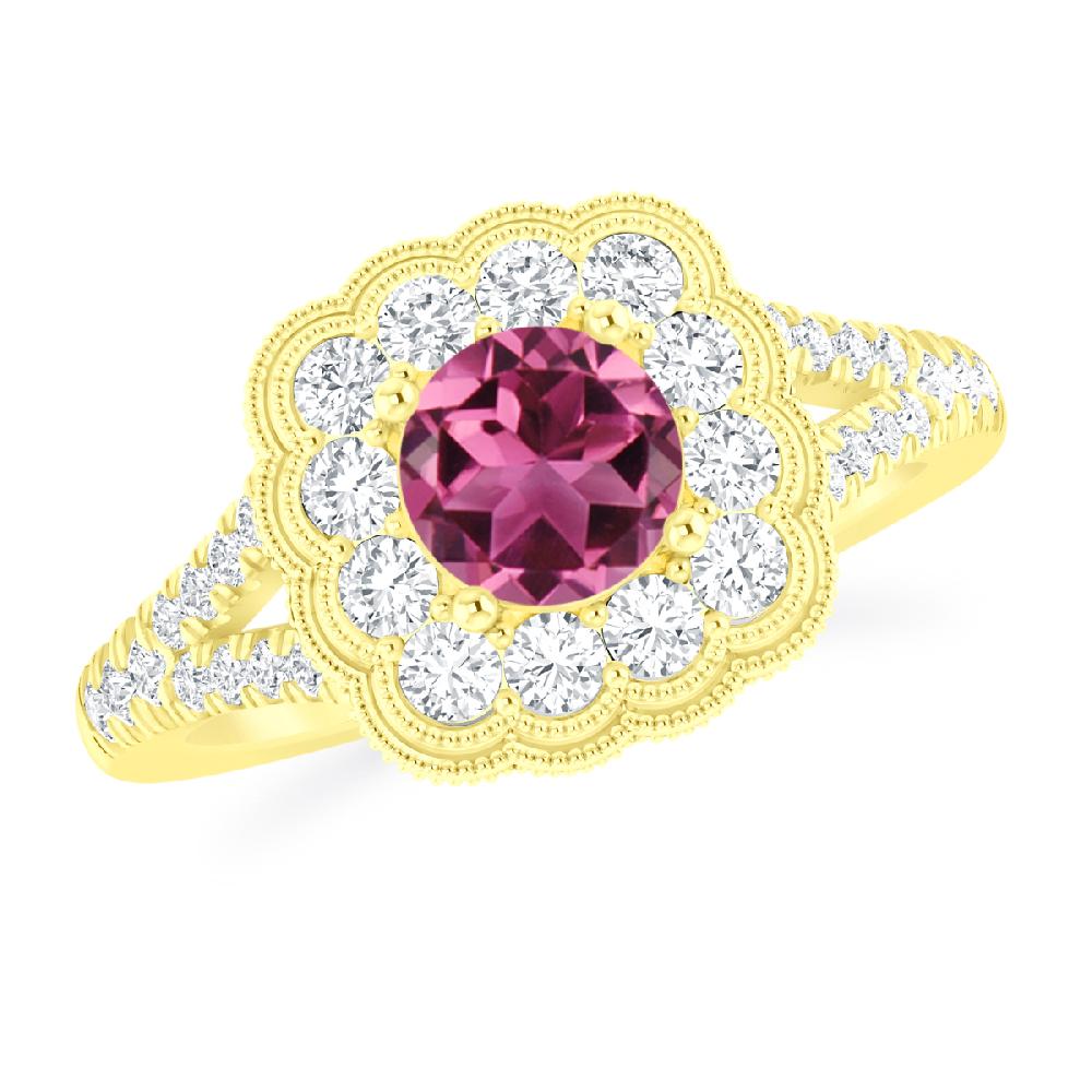 Yellow Gold - Pink Tourmaline