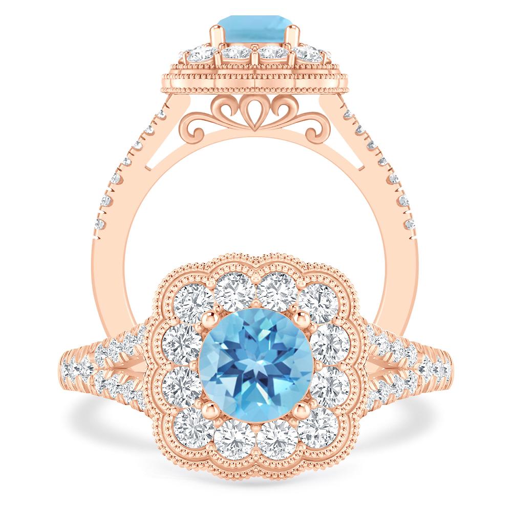 Rose Gold - Blue Topaz