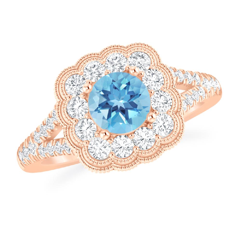 Rose Gold - Blue Topaz