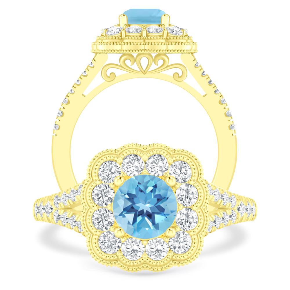 Yellow Gold - Blue Topaz