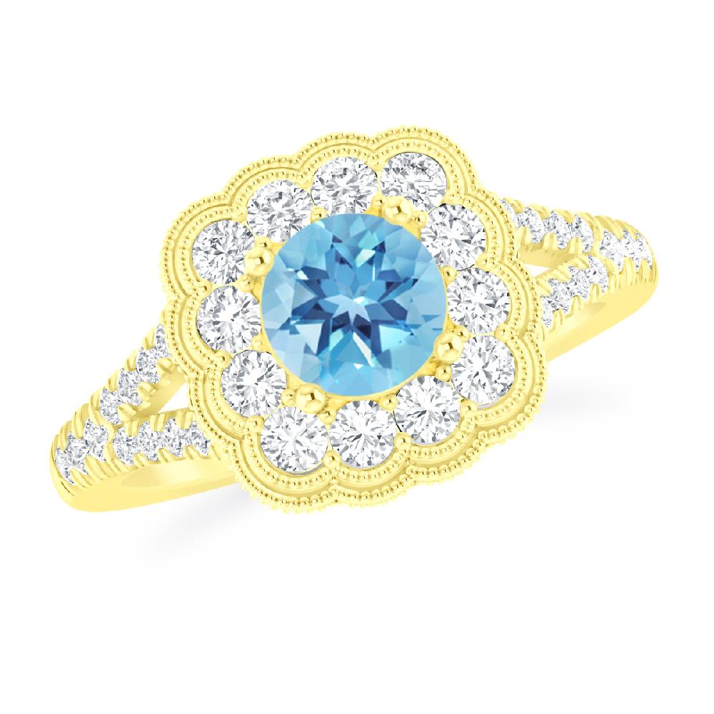 Yellow Gold - Blue Topaz