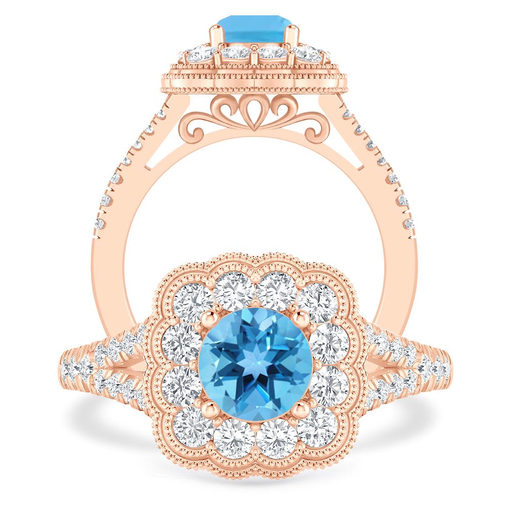 Rose Gold - Blue Topaz