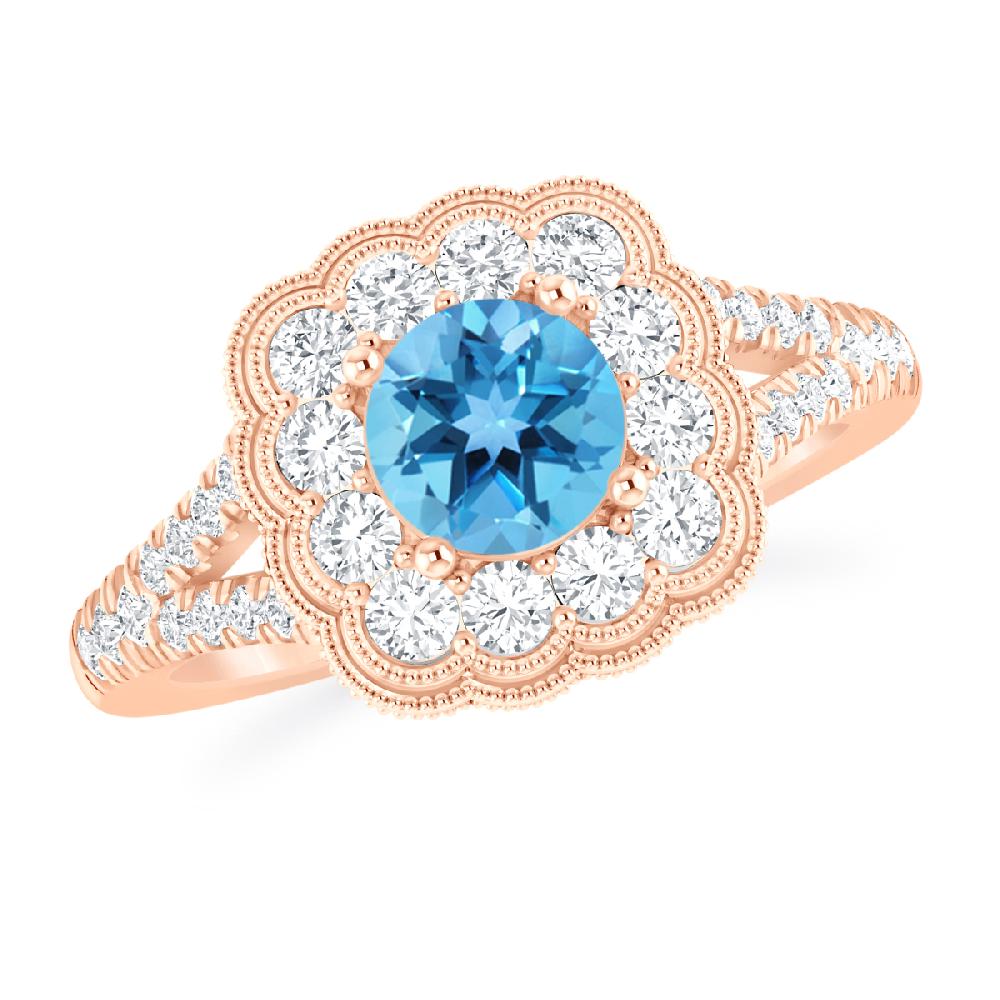 Rose Gold - Blue Topaz