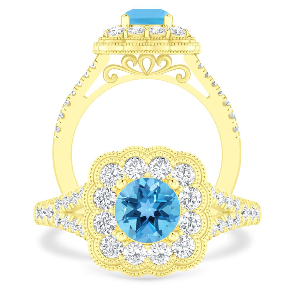 Yellow Gold - Blue Topaz