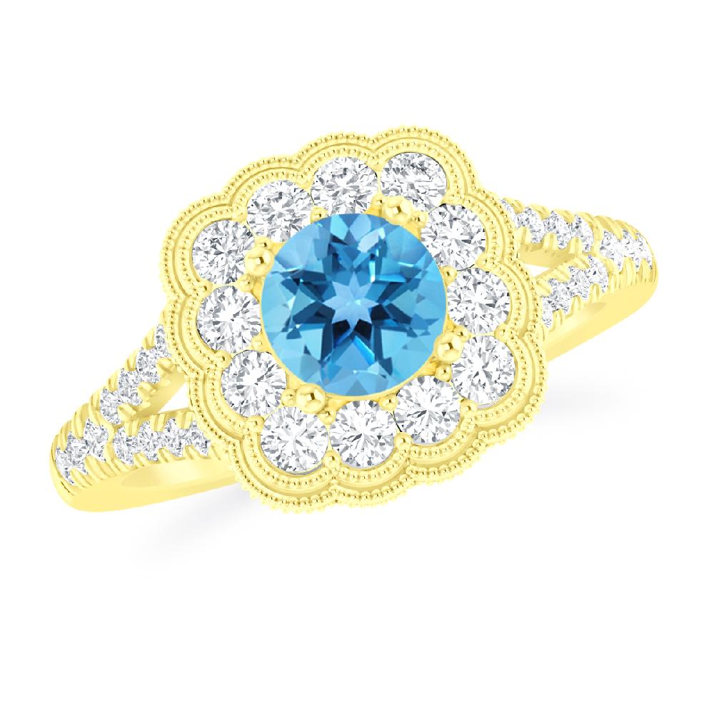 Yellow Gold - Blue Topaz