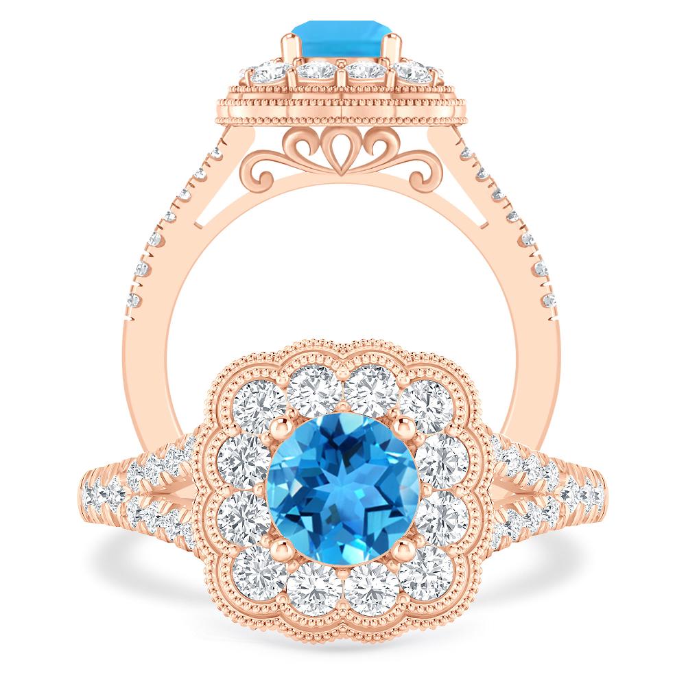 Rose Gold - Blue Topaz