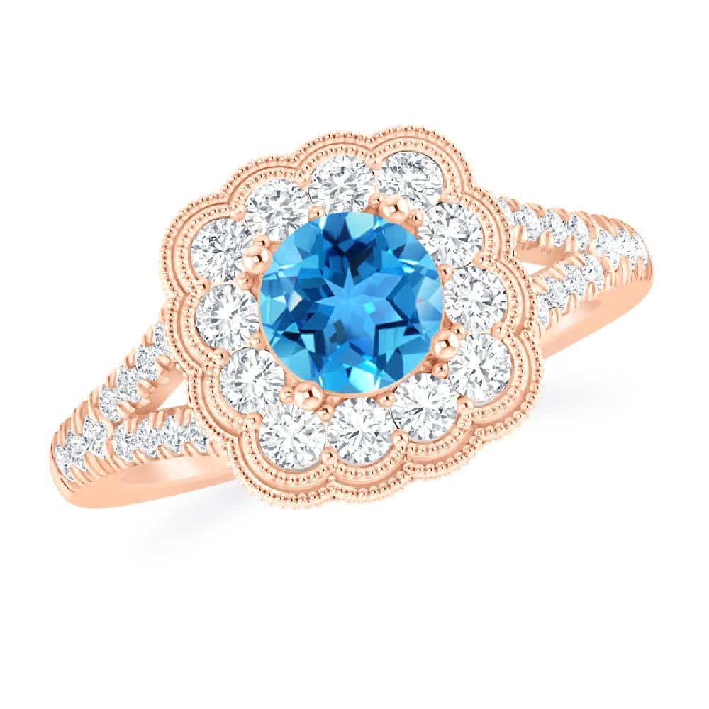 Rose Gold - Blue Topaz