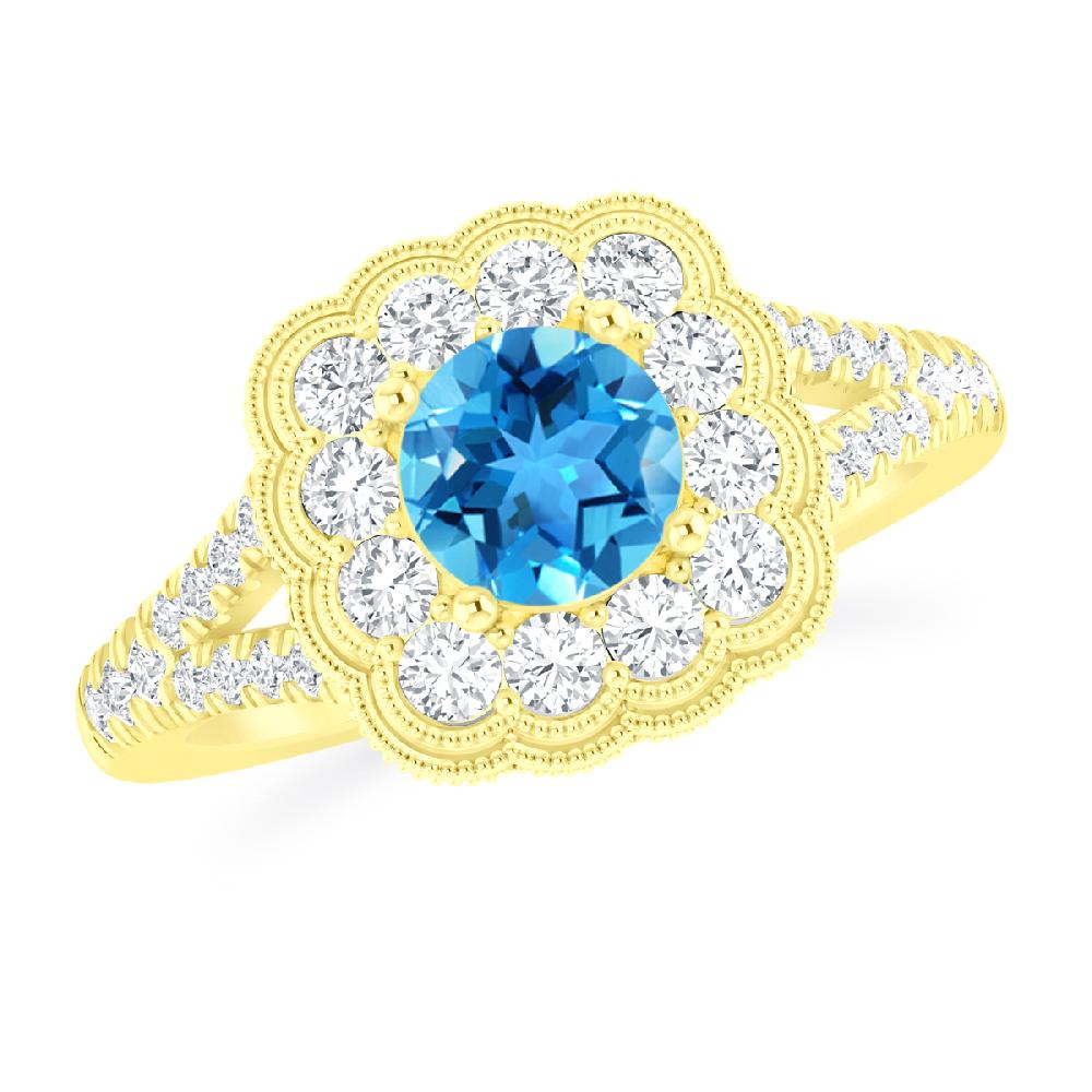 Yellow Gold - Blue Topaz