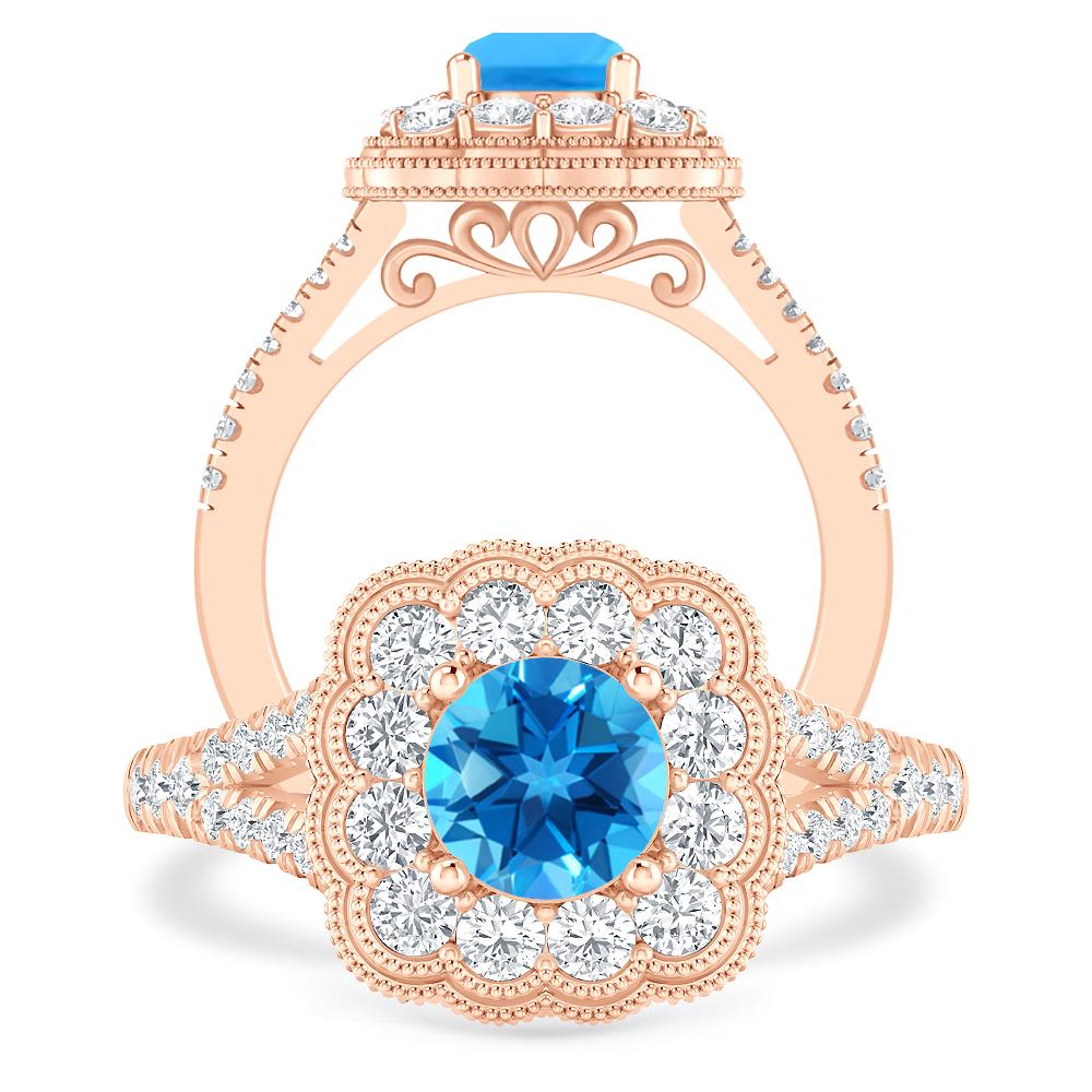 Rose Gold - Blue Topaz