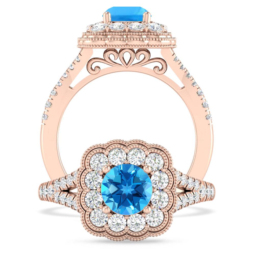 Rose Gold - Blue Topaz