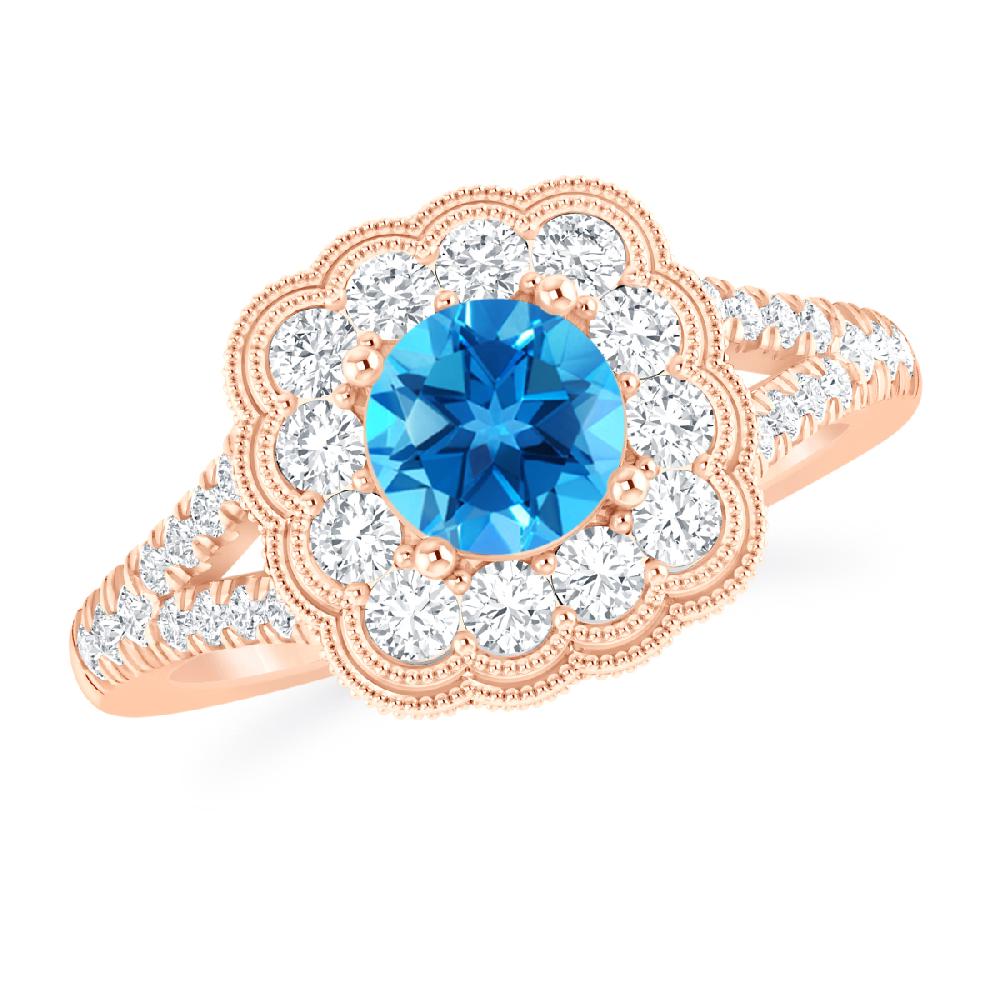 Rose Gold - Blue Topaz