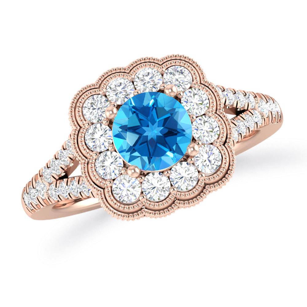 Rose Gold - Blue Topaz