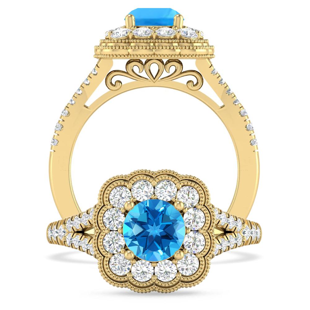 Yellow Gold - Blue Topaz