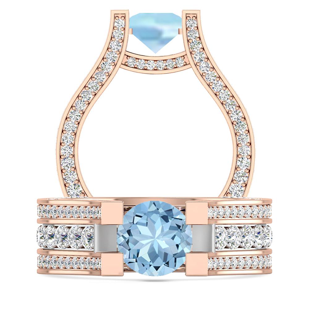 Rose Gold - Aquamarine