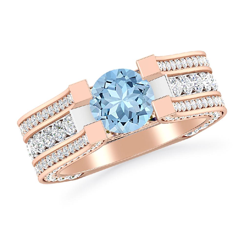 Rose Gold - Aquamarine