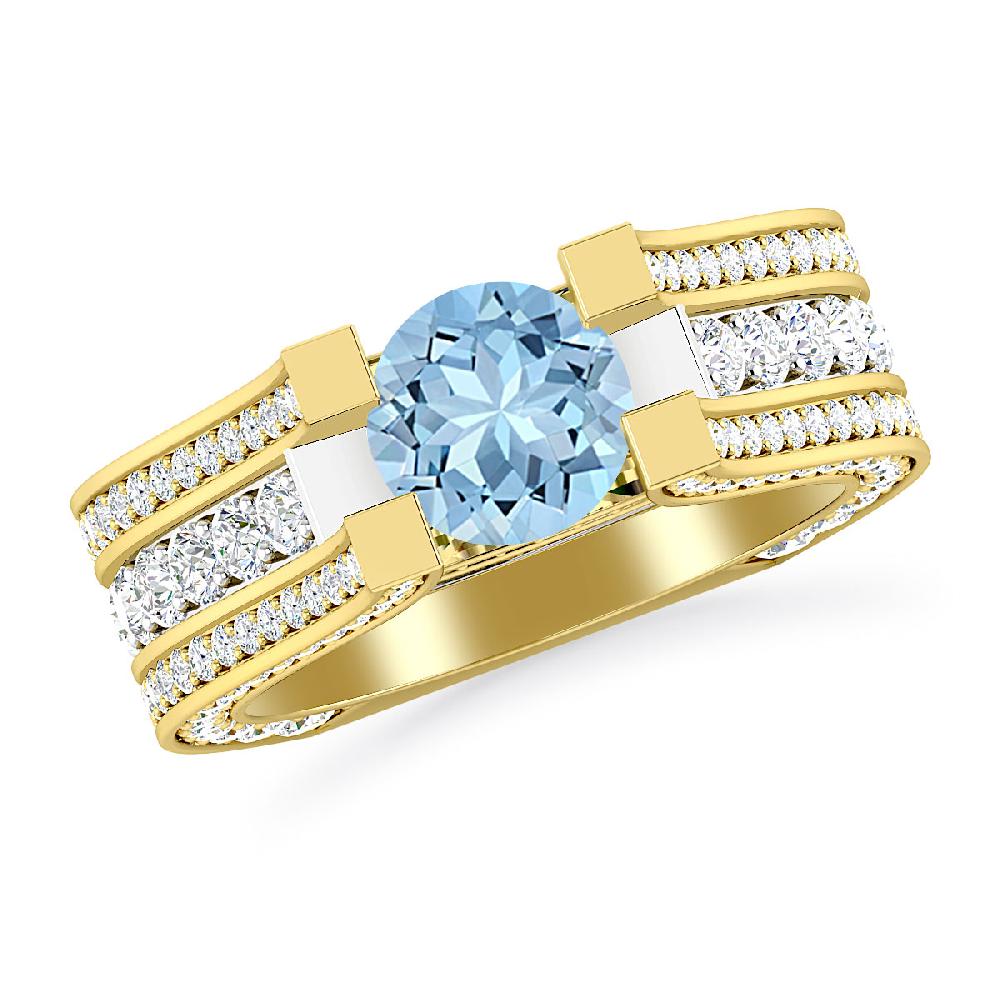 Yellow Gold - Aquamarine