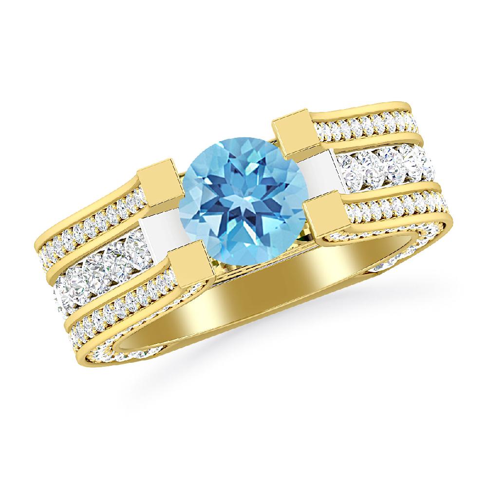 Yellow Gold - Blue Topaz