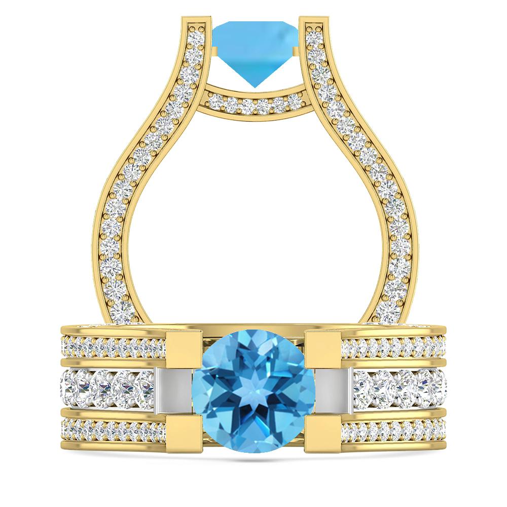 Yellow Gold - Blue Topaz