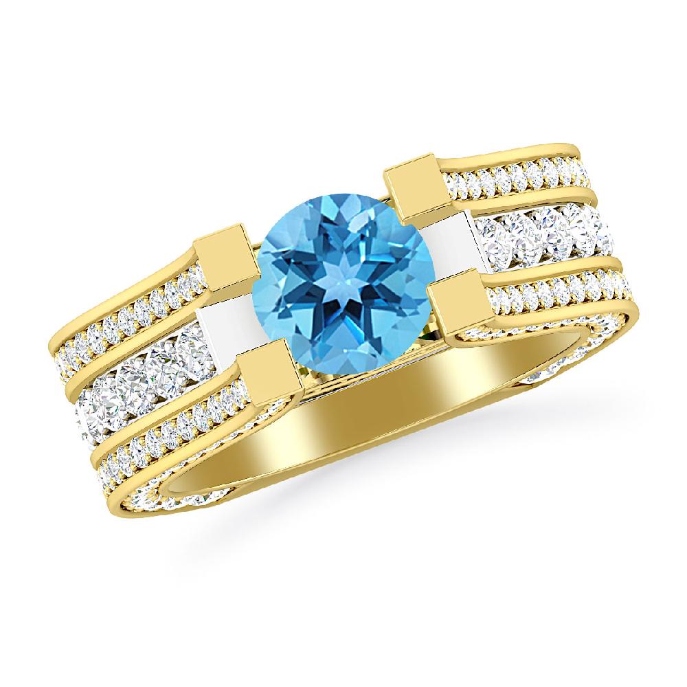 Yellow Gold - Blue Topaz