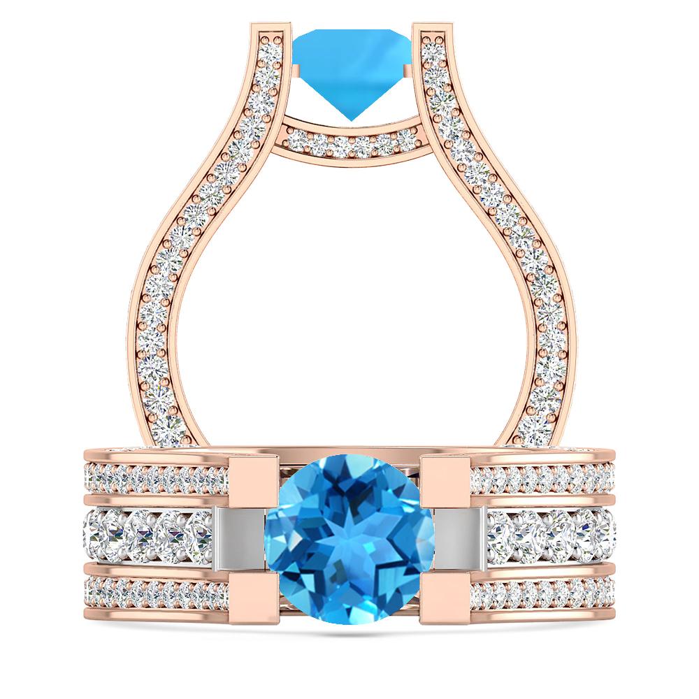 Rose Gold - Blue Topaz