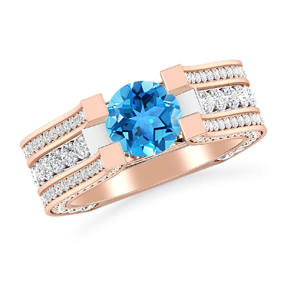 Rose Gold - Blue Topaz