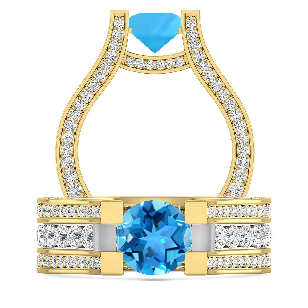 Yellow Gold - Blue Topaz