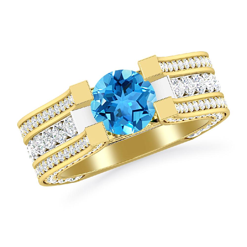 Yellow Gold - Blue Topaz