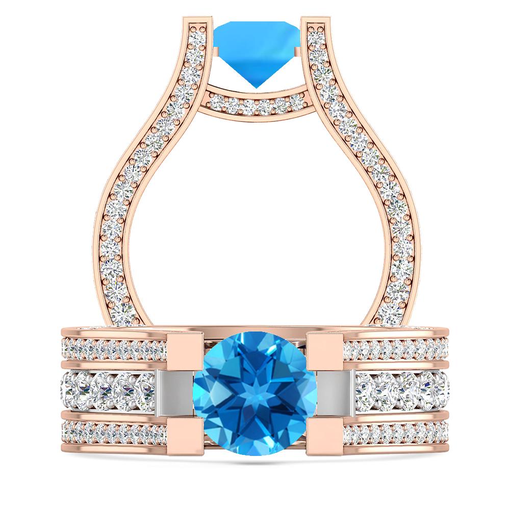 Rose Gold - Blue Topaz