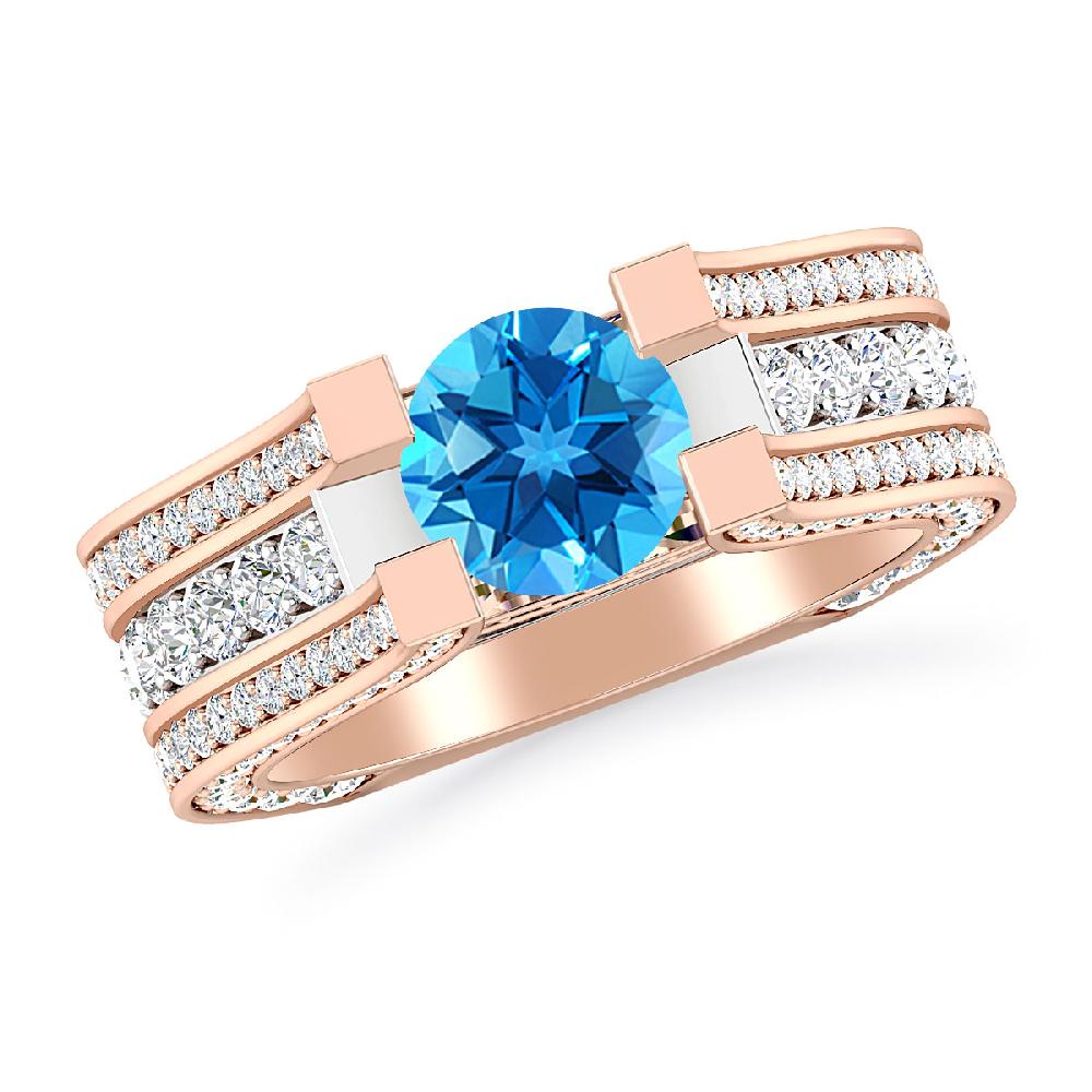 Rose Gold - Blue Topaz