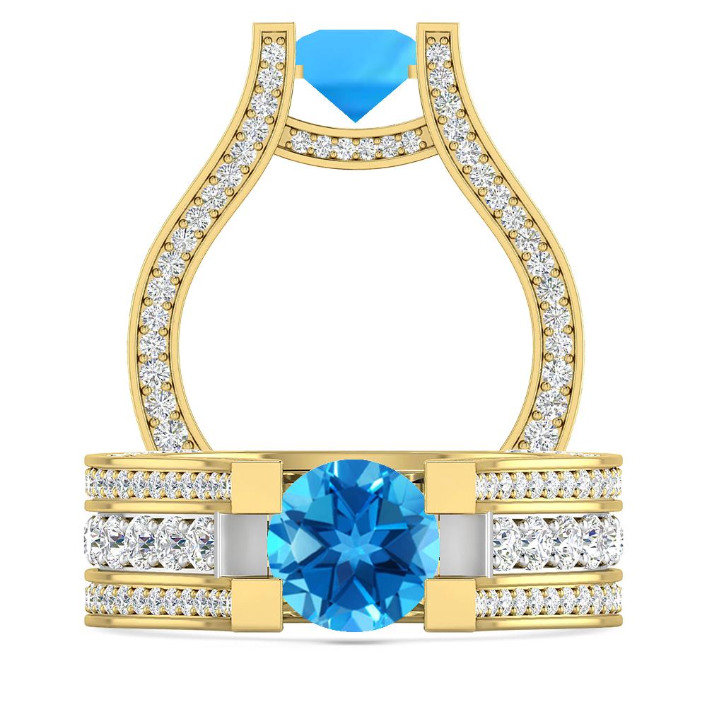 Yellow Gold - Blue Topaz