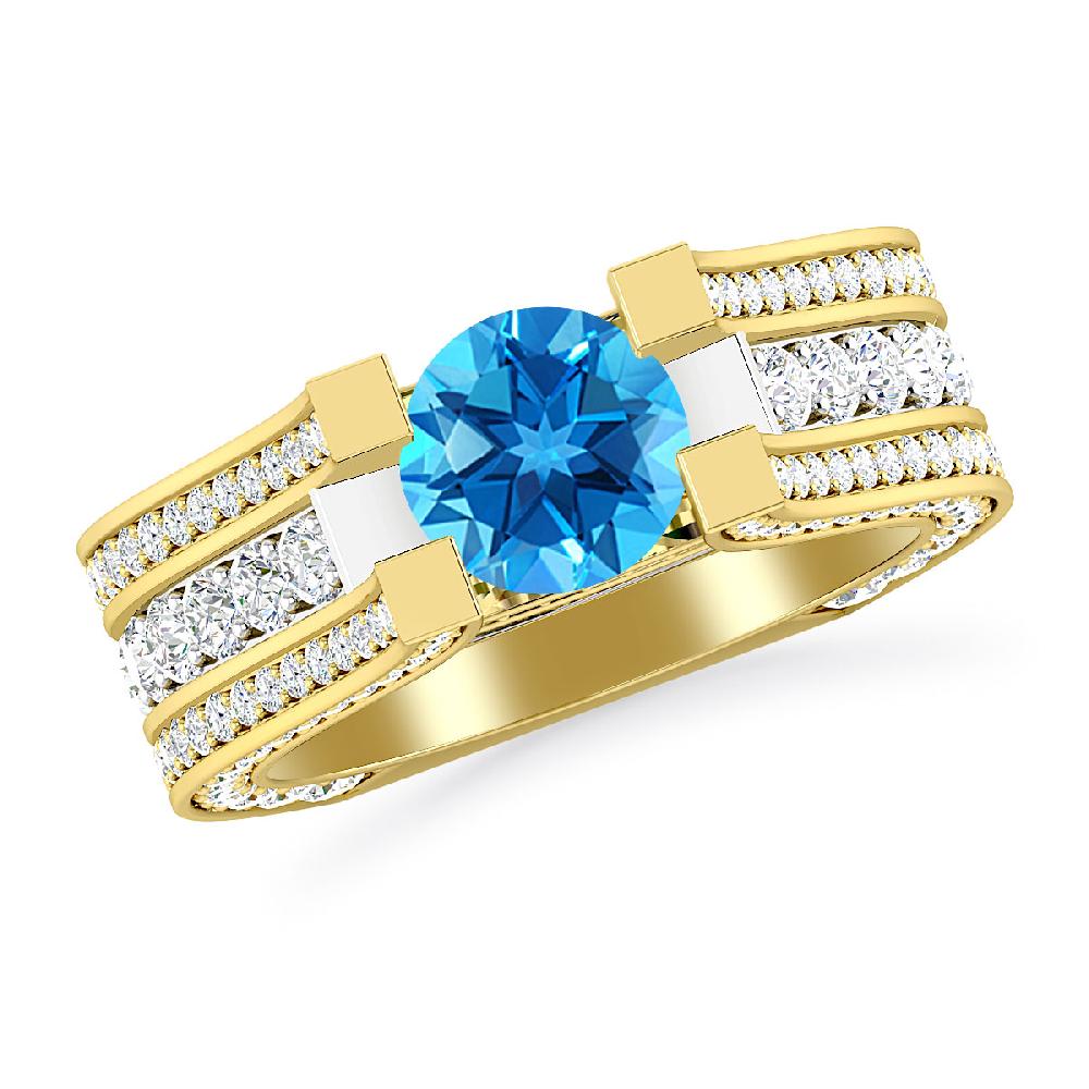 Yellow Gold - Blue Topaz