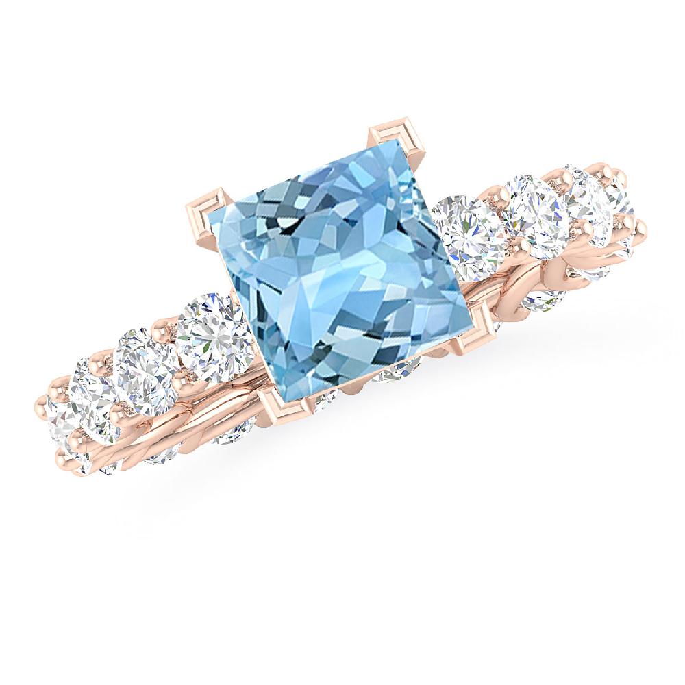 Rose Gold - Aquamarine