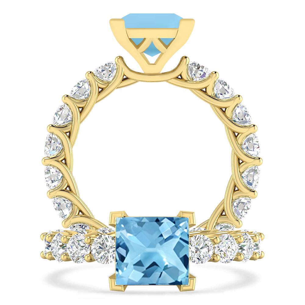 Yellow Gold - Blue Topaz