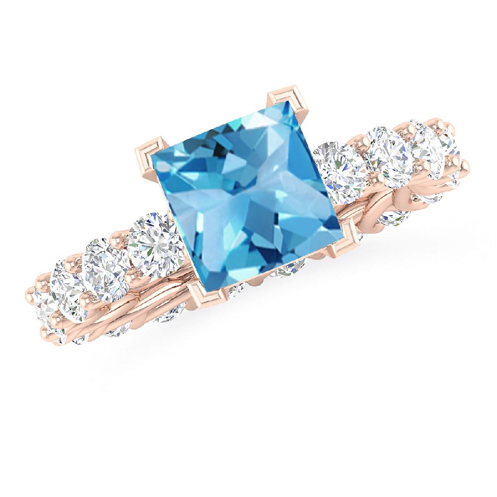 Rose Gold - Blue Topaz