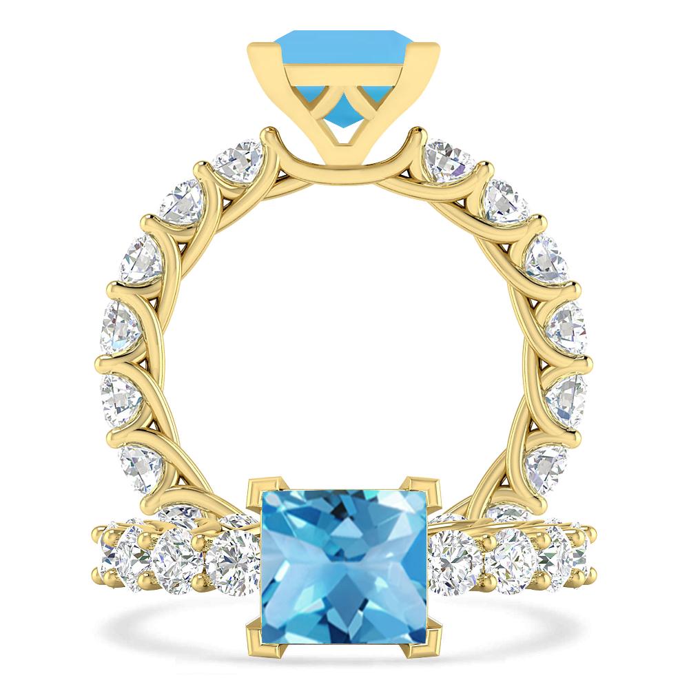 Yellow Gold - Blue Topaz