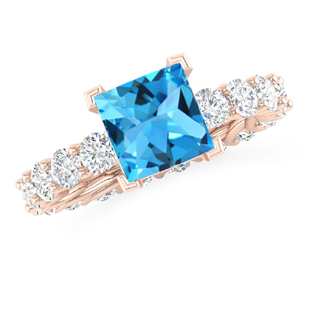 Rose Gold - Blue Topaz