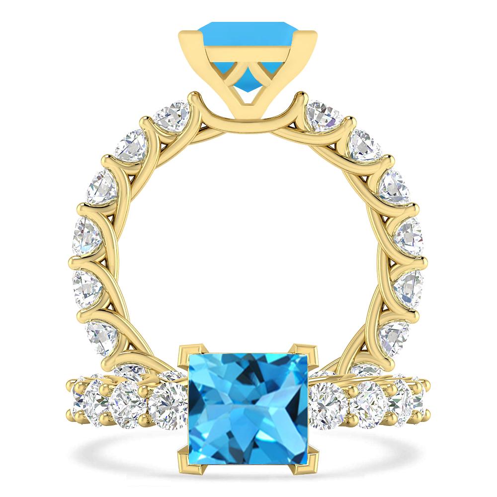 Yellow Gold - Blue Topaz