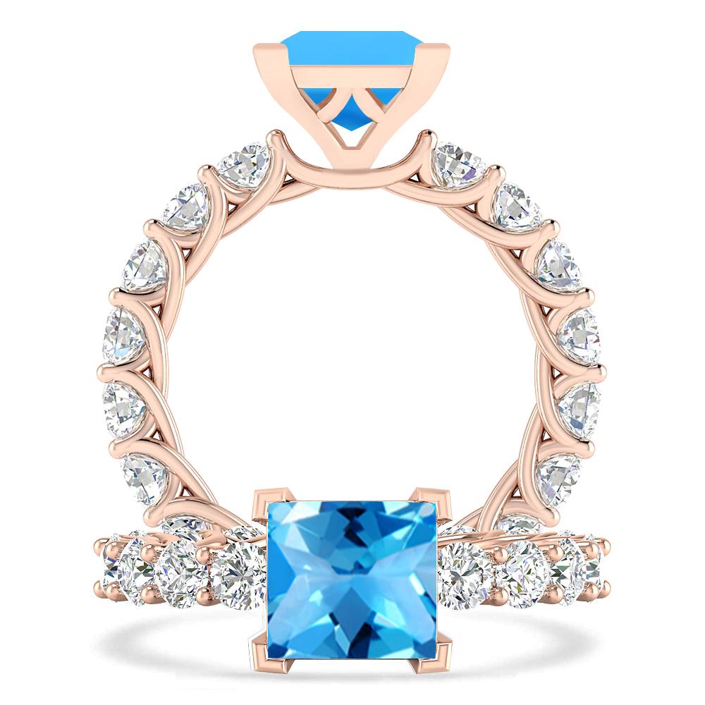 Rose Gold - Blue Topaz