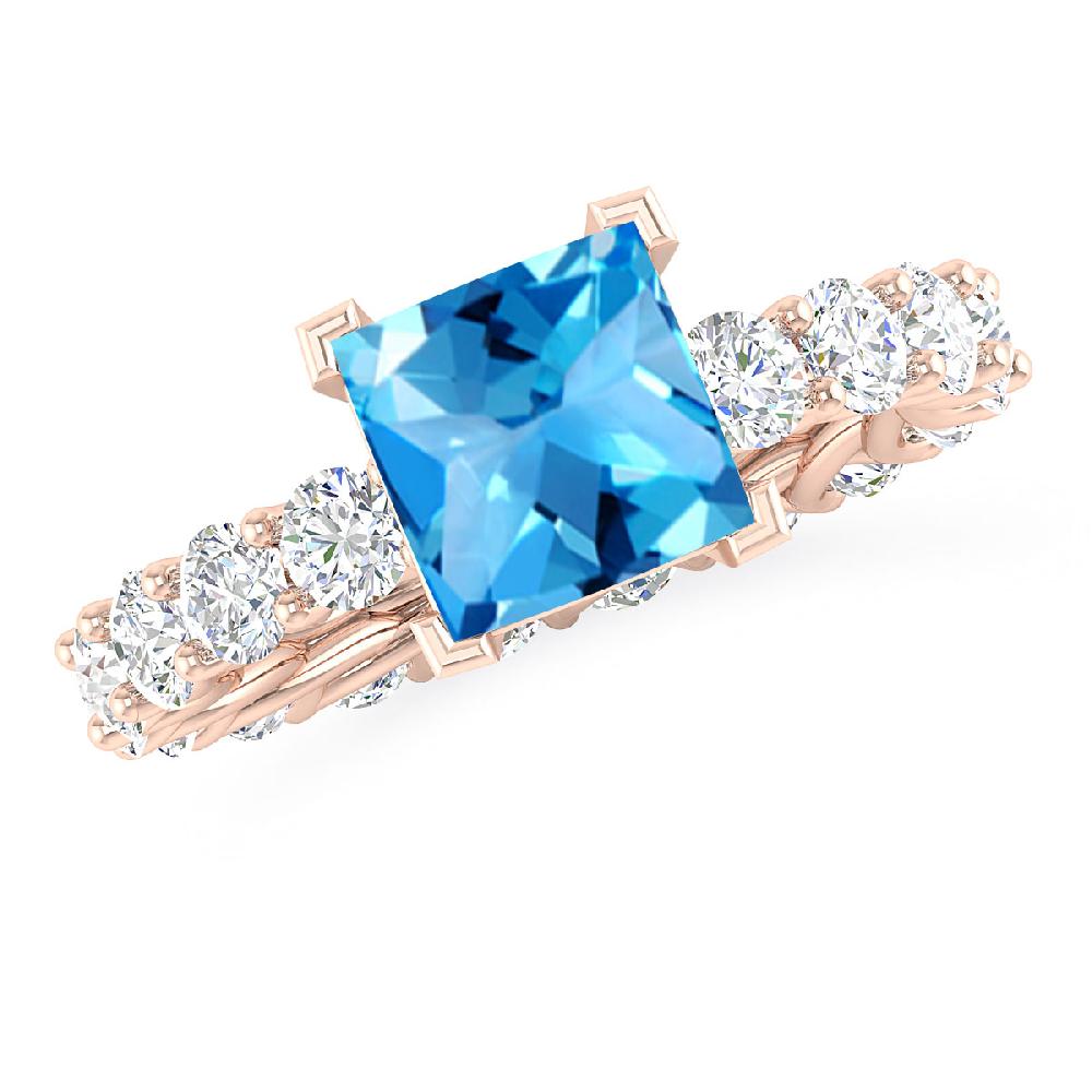 Rose Gold - Blue Topaz