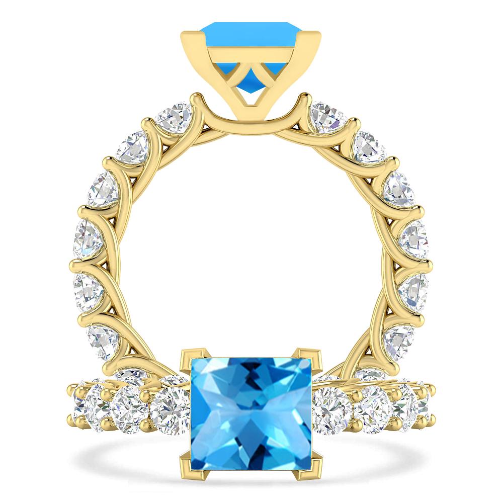 Yellow Gold - Blue Topaz