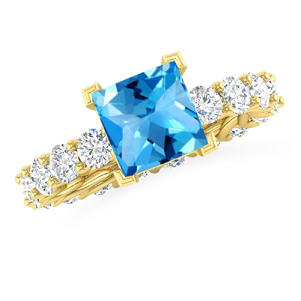 Yellow Gold - Blue Topaz