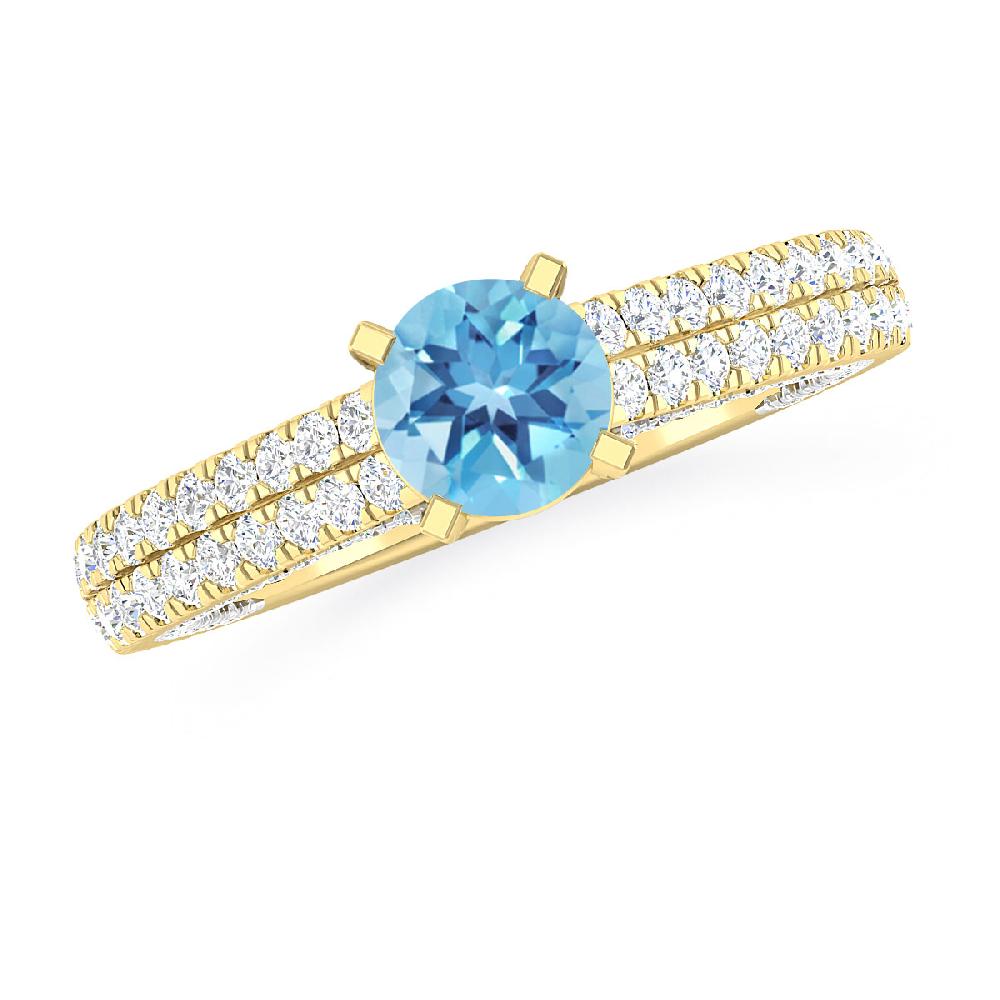 Yellow Gold - Blue Topaz