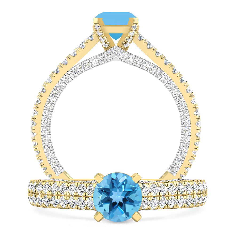 Yellow Gold - Blue Topaz