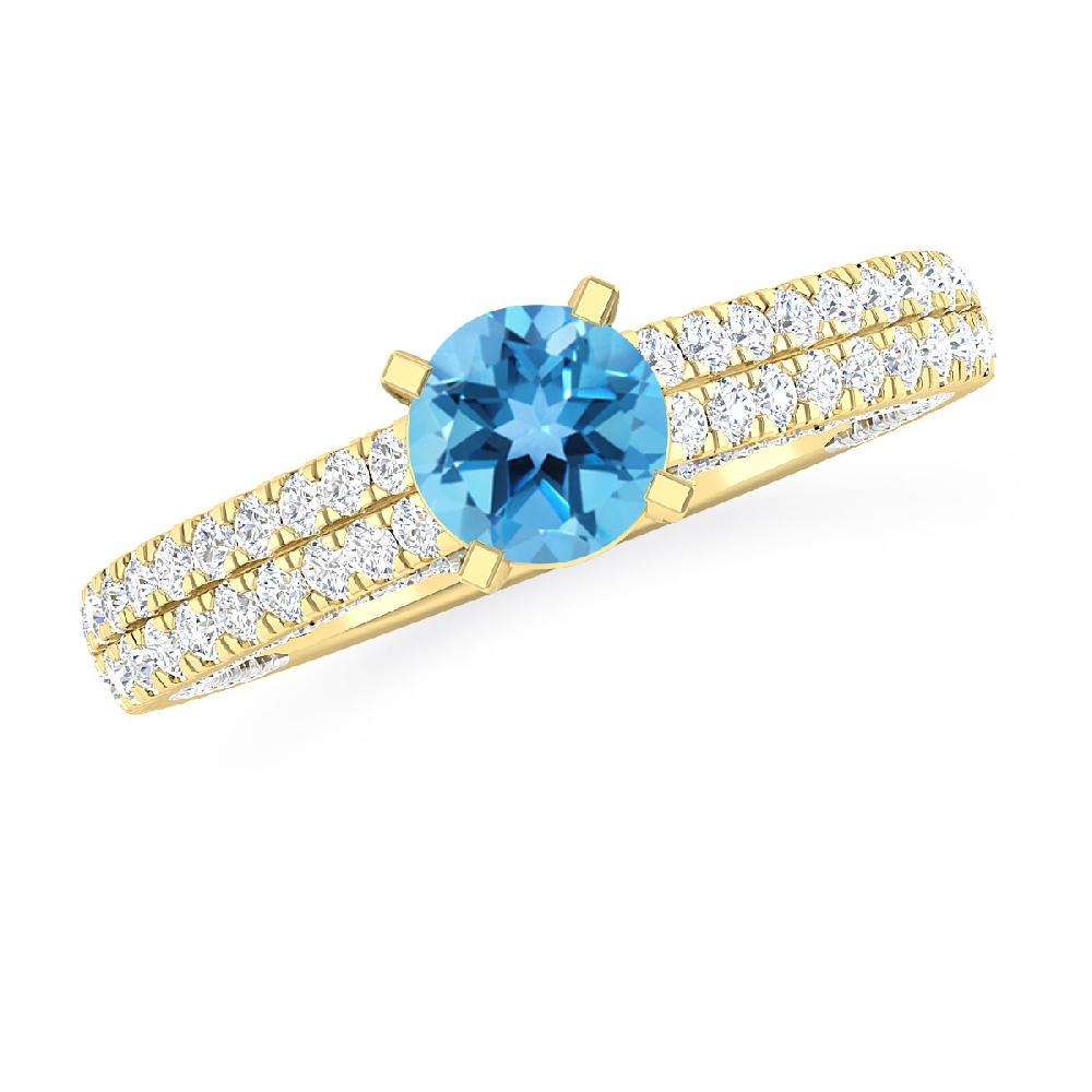 Yellow Gold - Blue Topaz