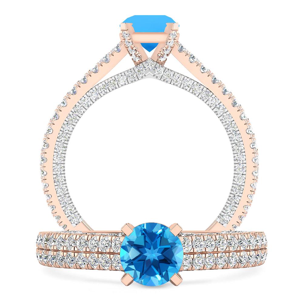 Rose Gold - Blue Topaz